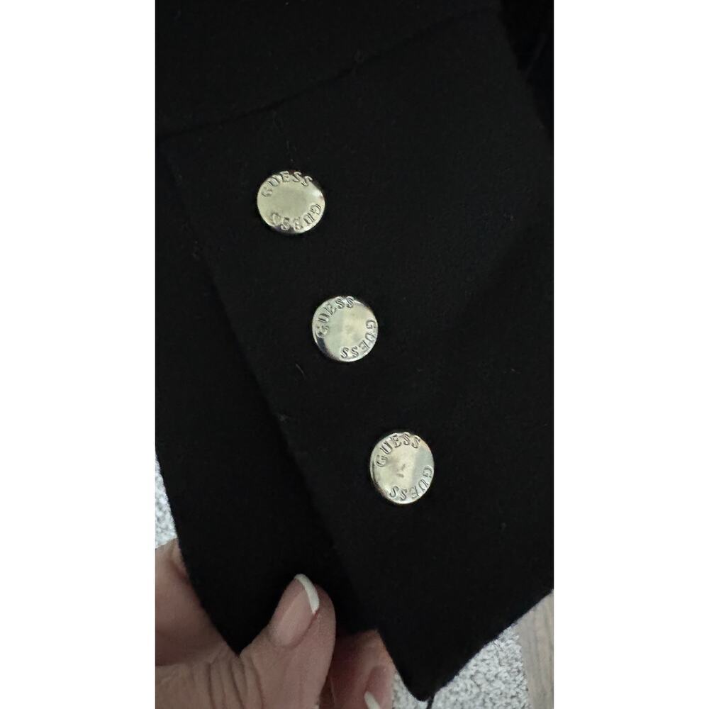 GUESS Black Wool Blend Coat Women’s L Button/Zip Dressy DarkAcademia Fitted - Picture 7 of 10